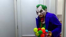 Spiderman Poo Colored Balls with Frozen Elsa vs Joker - Fun Superheroes Movie In Real Life-w2