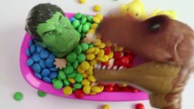 Superhero Hulk Baby Doll Bath Time M&Ms Chocolate Shower With Nursery Rhymes Finger Family Song-T_Prv