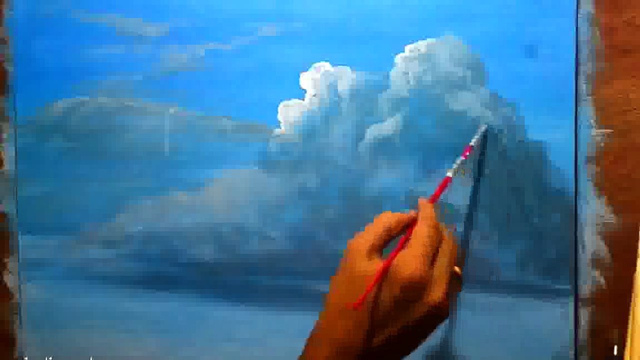 How to Paint Clouds in Acrylic Instructional Painting Lesson by JM Lisondra