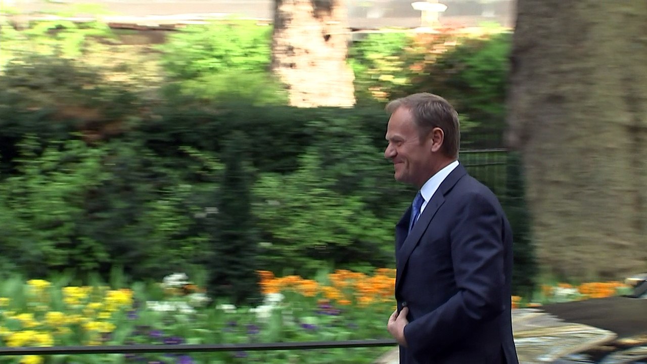 Theresa May meets Donald Tusk for Brexit talks