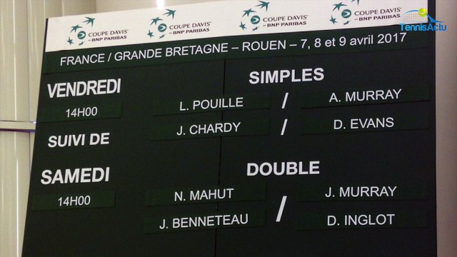 Coupe Davis 2017 - FRA-GBR - La réaction de Lucas Pouille sur la blague de Kyle Edmund