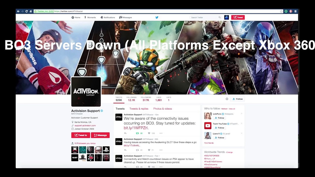 Black Ops 3 Servers Down February 2016 | BO3 Servers Down (PS4, Xbox One, PC, PS3 & Xbox 360)