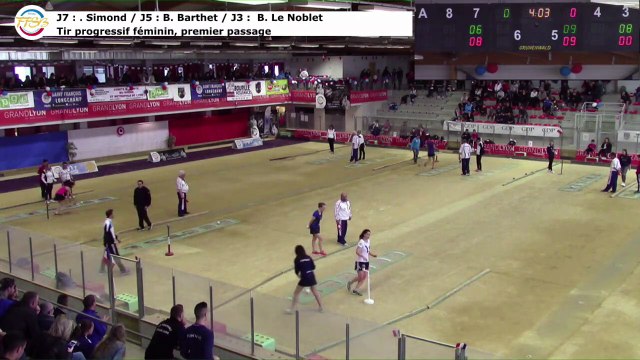 Tir progressif féminin, 1er passage, Simond - Barthet - Le Noblet, Sport Boules, France Tirs, Dardilly 2017