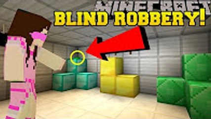 PopularMMOs Minecraft׃ ROBBING A BANK BLINDFOLDED!!! - Mystery Button - Custom Map PAT AND JEN