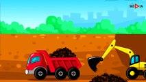 The Red Dump Truck, Crane and Excavator dsa- Diggers and Builder - Vehicle & Ca