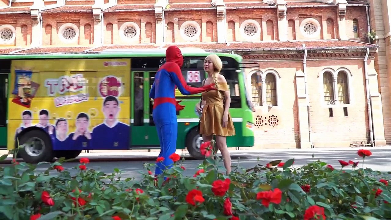Spiderman Frozen Elsa Baby Cinderella Love Story vs Maleficent Ariel Funny Superhero in real life