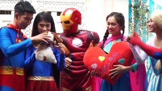Frozen Elsa’s POOL SURPRISE! Red Riding Hood Children's Story Spiderman Superman Funny in Real Life
