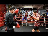 Danny Garcia unleashes massive right hands on mitts w/Angel Garcia ahead of Thurman fight