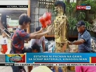 Estatwa ni Pacman na gawa sa scrap materials, kinagigiliwan sa Victoria, Tarlac