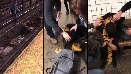 Il sauve un homme bourré sur les rails du métro