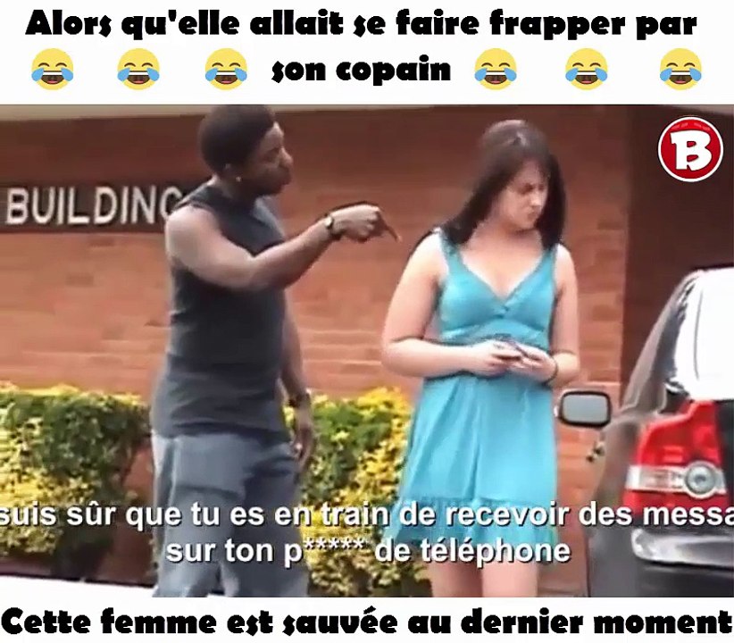 Alors qu'elle allait se faire frapper par son copain, cette femme est sauvée au dernier moment