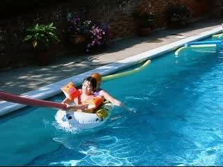 Hannah and Emily in pool