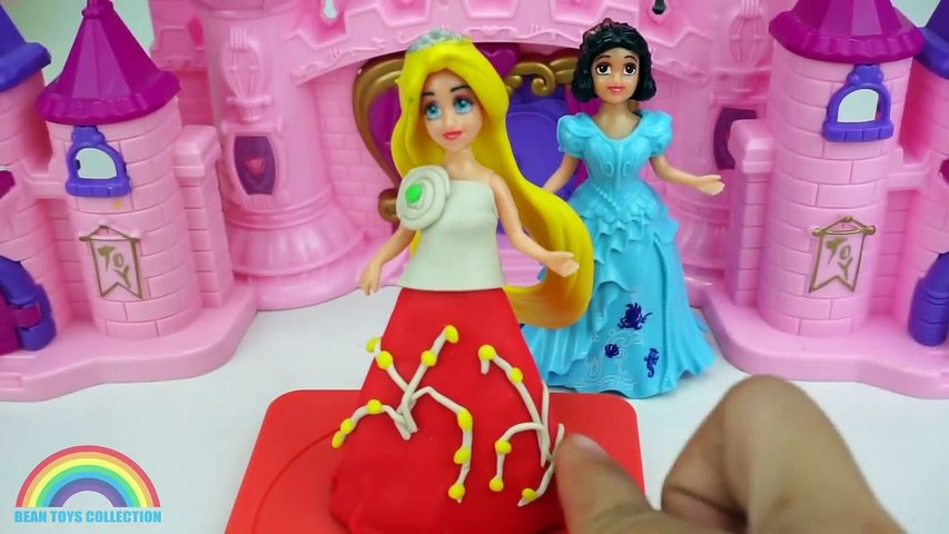 Play Doh Sparkle Disney Princess Dresses Ariel Elsa Belle Magiclipdsa _ Blind Bags _ RainbowLearning