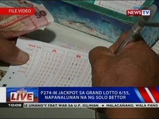 NTVL: P274-M jackpot sa Grand Lottoe 6/55, napanalunan na ng solo bettor