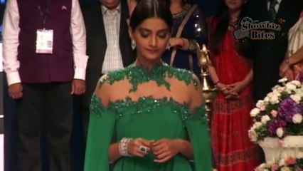 Sonam Kapoor's Sexy Back in Green Outfit on Ramp