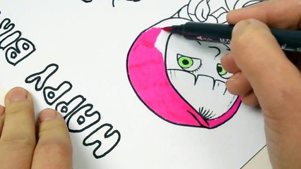 Masha e Orso Torta di Compleanno. Masha and the Bear Birthday Cake coloring book-AS1NL