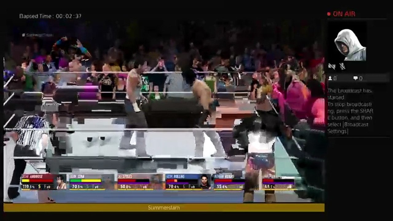 Seth Rollins Roman Reigns and Chris Jericho Vs AJ Styles John Cena and Dean  Summerslam      Full ma (119)