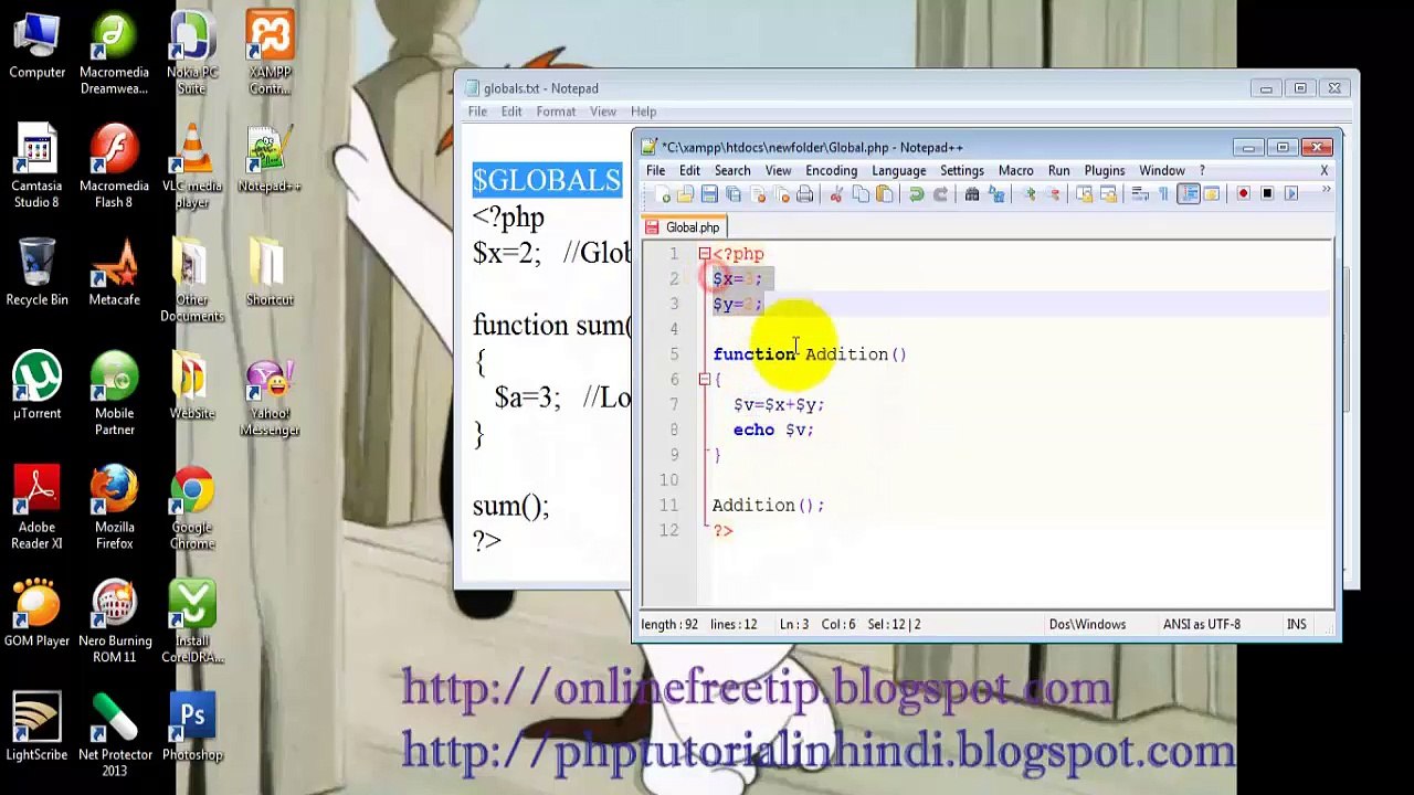 PHP Tutorial in Hindi-Urdu 25-Introduction GLOBALS Variable with Example_x264