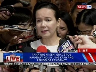 Pahayag ni Sen. Grace Poe kaugnay ng isyu ng kanyang period of residency