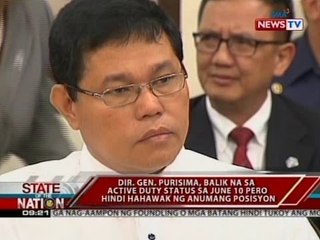 Dir. Gen. Purisima, balik na sa active duty status sa June 10 pero hindi hahawak ng anumang posisyon