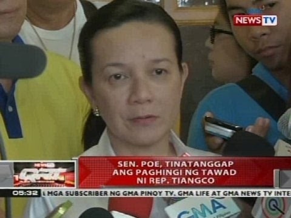 QRT: Sen. Poe, tinatanggap ang paghingi ng tawad ni Rep. Tiangco
