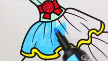 Dresses Coloring Pages for Girls - How to Paint with Colored Markers - Videos for Kids