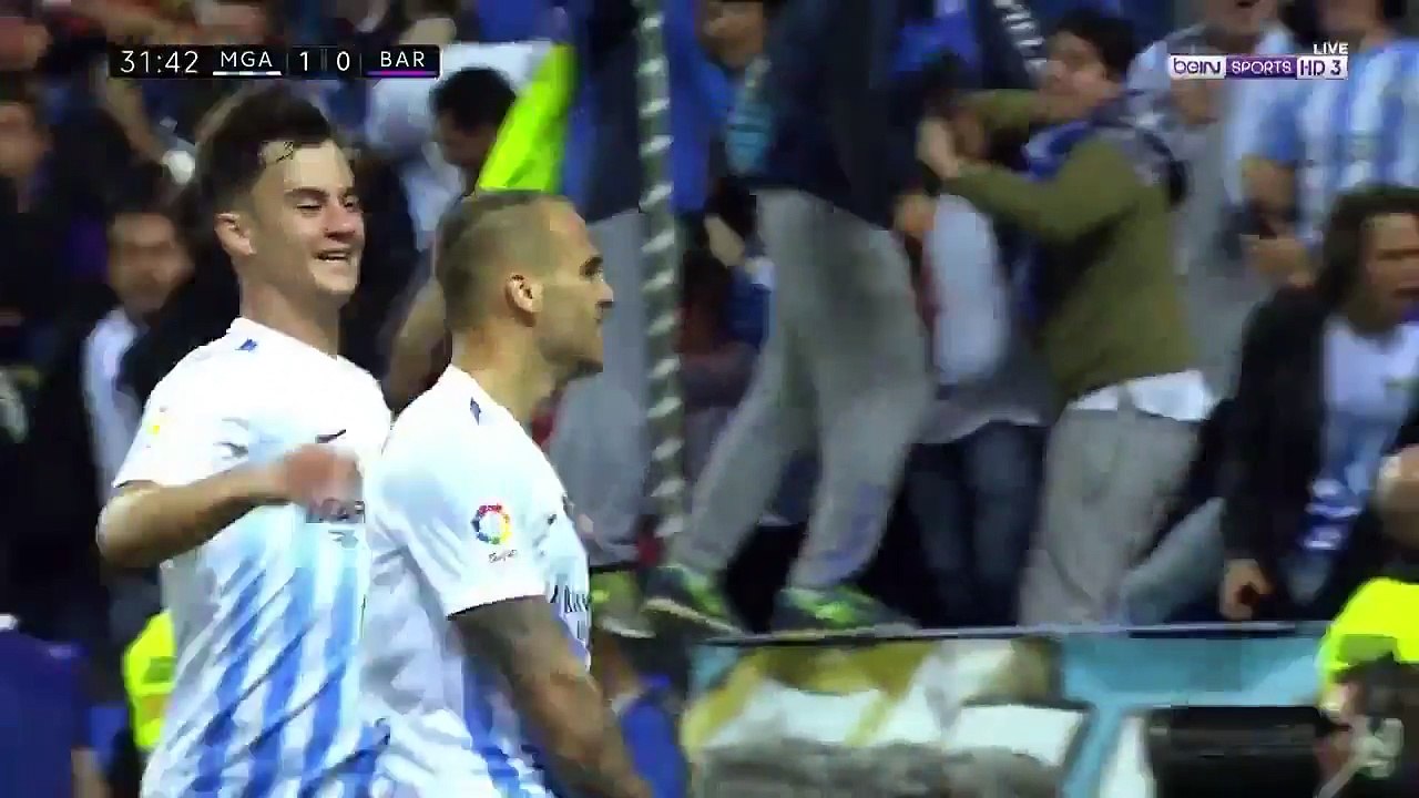 اهداف مباراة برشلونة وملقا 0-1 [ الشوط الاول ] تعليق حماد العنزي l الدوري الاسباني [ HD ]