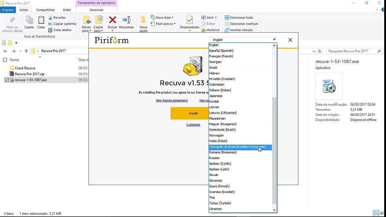 Instalação e Ativação do Recuva Pro 2017 (Install and activate)