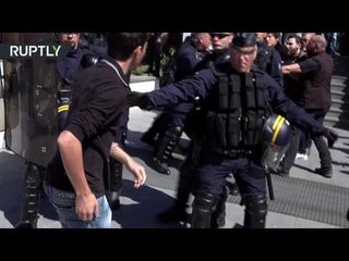 Violent clashes break out at Le Pen rally in Corsican city of Ajaccio