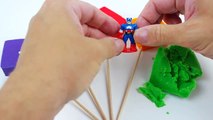 Captain America Play Doh Surprise Eggs opening Peppa Pig Minnie mouse Disney Frozen lollipops Toys