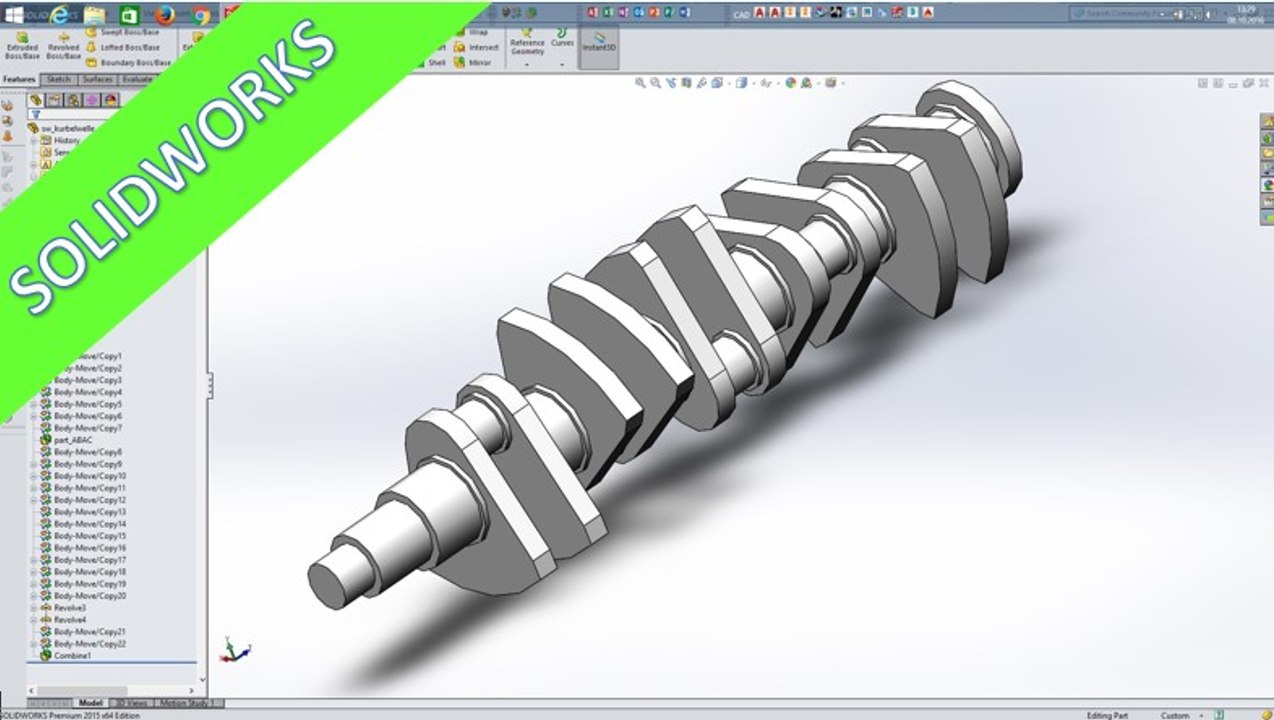 11.2 Kurbelwelle - Crankshaft - SolidWorks 2015  Training - Body Nove / Copy