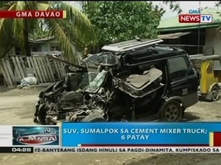 BP: SUV, sumalpok sa cement mixer truck sa Davao City; 6 patay