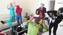 Spiderman dance Harlem Shake prank VS Elsa VS Venom VS Hulk VS Joker in real life Spiderman hous