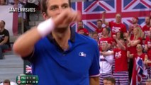 Dan Evans (GBR) Vs Julien Benneteau (FRA) - Davis Cup 2017 QF (Highlights HD)
