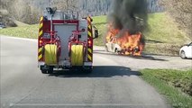 D!CI TV : une voiture en flammes aux Orres (images de Christophe Adon)