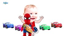 Bad Babyd learn colors-Colorful Cars vs Spider-
