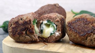Meat-filled cheesy jalapeno poppers