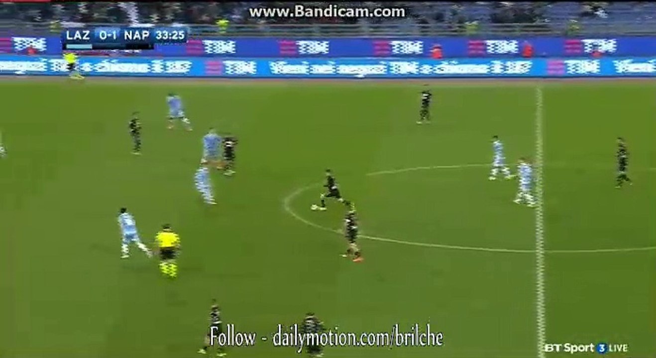 What a big chance ! Lorenzo Insigne picks up an inch-perfect pass inside the box and fires the ball a whsiker wide of the right post - Lazio vs Napoli 09.04.2017
