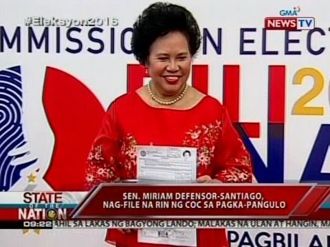 SONA: Sen. Miriam Defensor-Santiago, nag-file na rin ng CoC sa pagka-pangulo