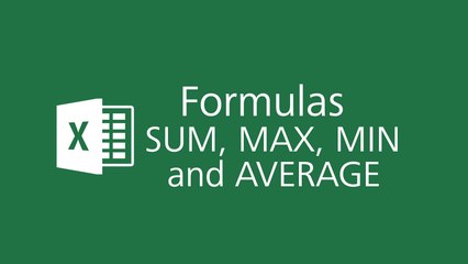 Microsoft Excel 2016 Tutorial - Formulas SUM, MAX, MIN and AVERAGE