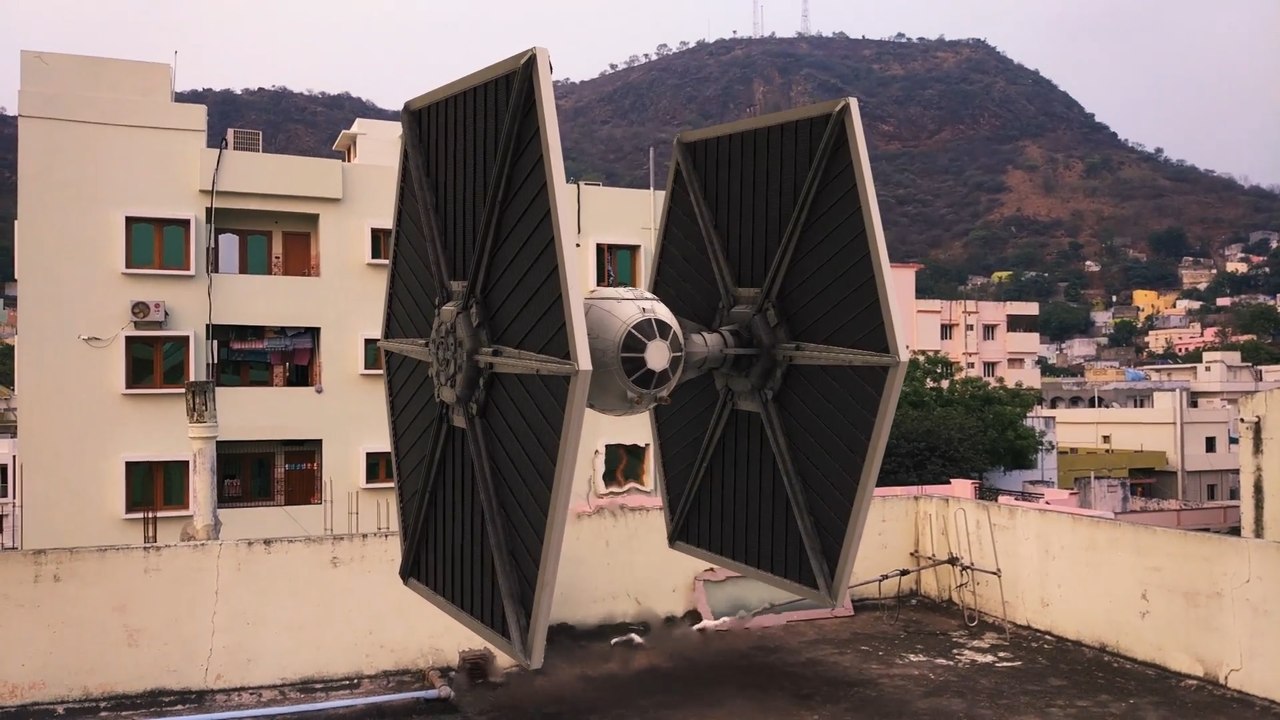 space fighter landing on our terrace
