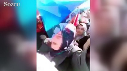 Erdoğan'ın mitinginde çılgınlar gibi bağıran kadın