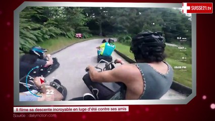 Il filme sa descente incroyable en luge d'été contre ses amis