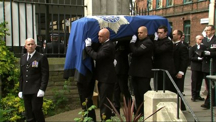 Pc Palmer's funeral cortege travels through London