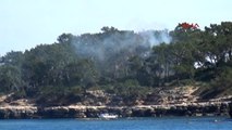 Antalya Denizden Kovayla Su Çekip Orman Yangınına Müdahale Ettiler