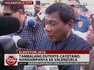 24 Oras: Tambalang Duterte-Cayetano, nangampanya sa Valenzuela