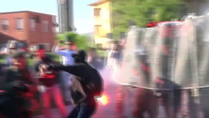 Demonstrators clash with police during G7 meeting in Italy