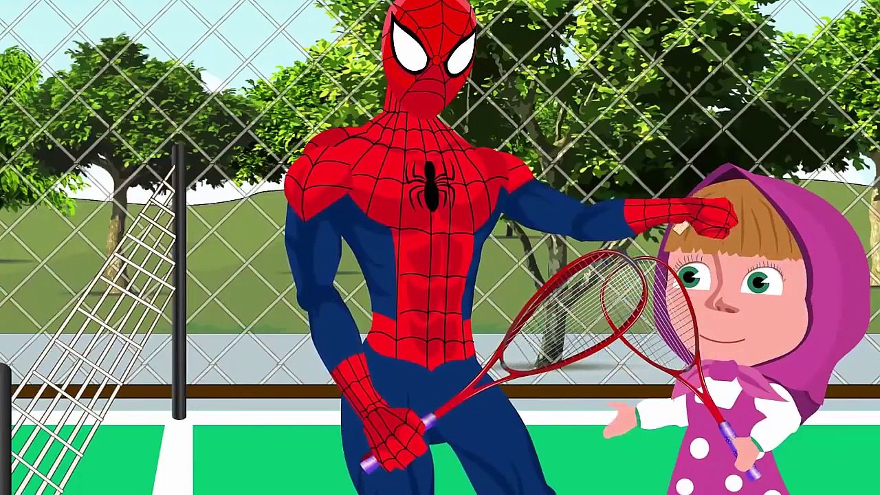 #Masha And Spiderman Learning To Play Tennis#Cry#Lollipop#Funny Story#Rainbow Rhymes