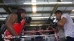 Pacquiao vs. Vargas - Jessie Vargas media workout- Fast mittwork combinations & uppercut bag