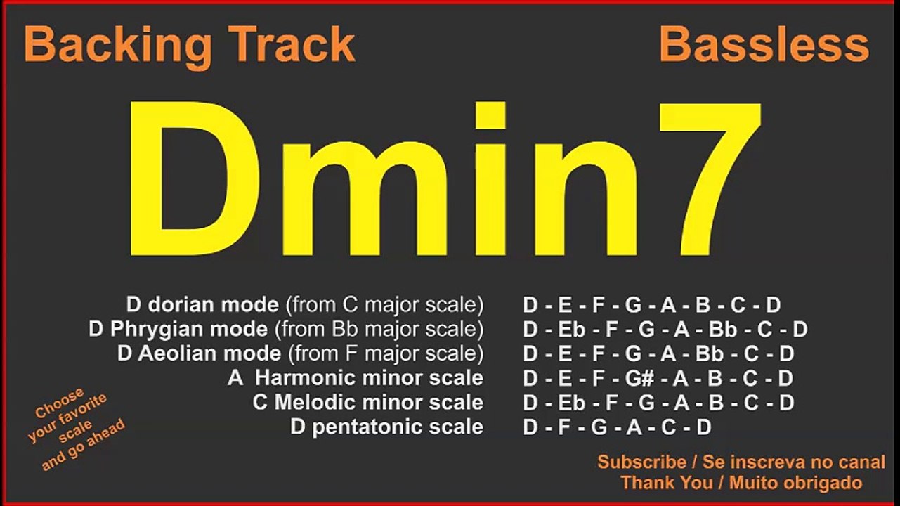 Dmin7 chord - Dm7 Ré menor 7 Backing track BASSLESS